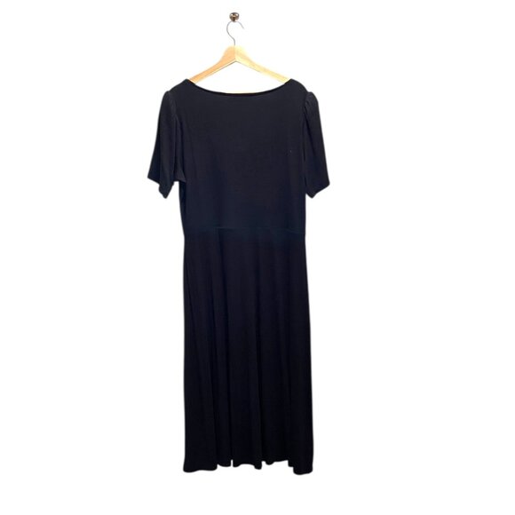 Loft Short Puff Sleeve Midi Dress Black Size XL NWT Minimalist Fall Party Career - Picture 10 of 11